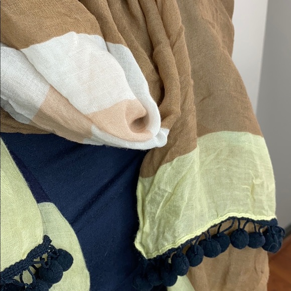 Ann Taylor Stripped Scarf with Ball Trim - Picture 4 of 6